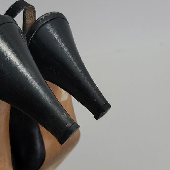 Salvatore Ferragamo Black Leather Peep toe sling backs - Picture 5 of 11
